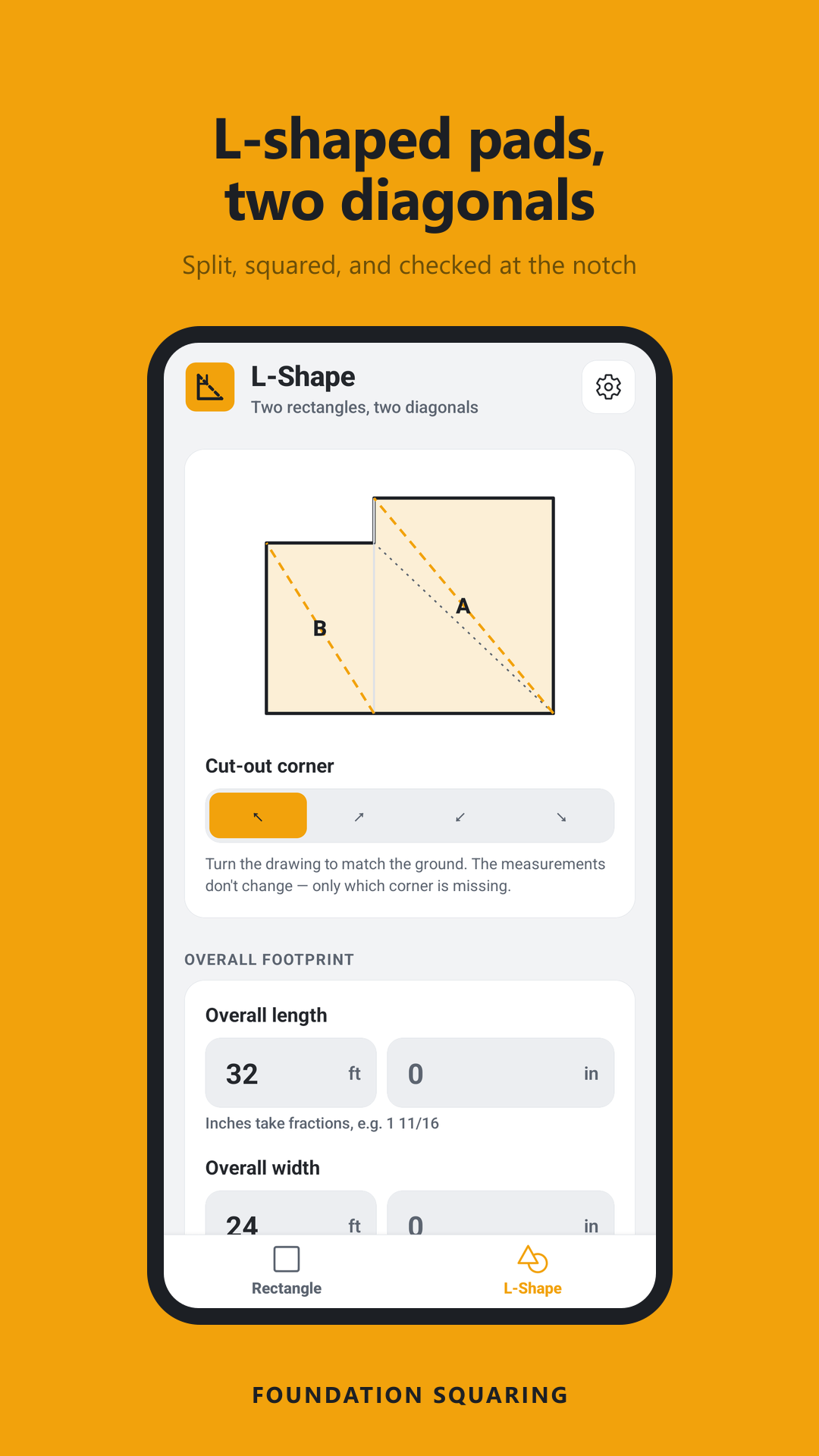 L-shaped footprint layout
